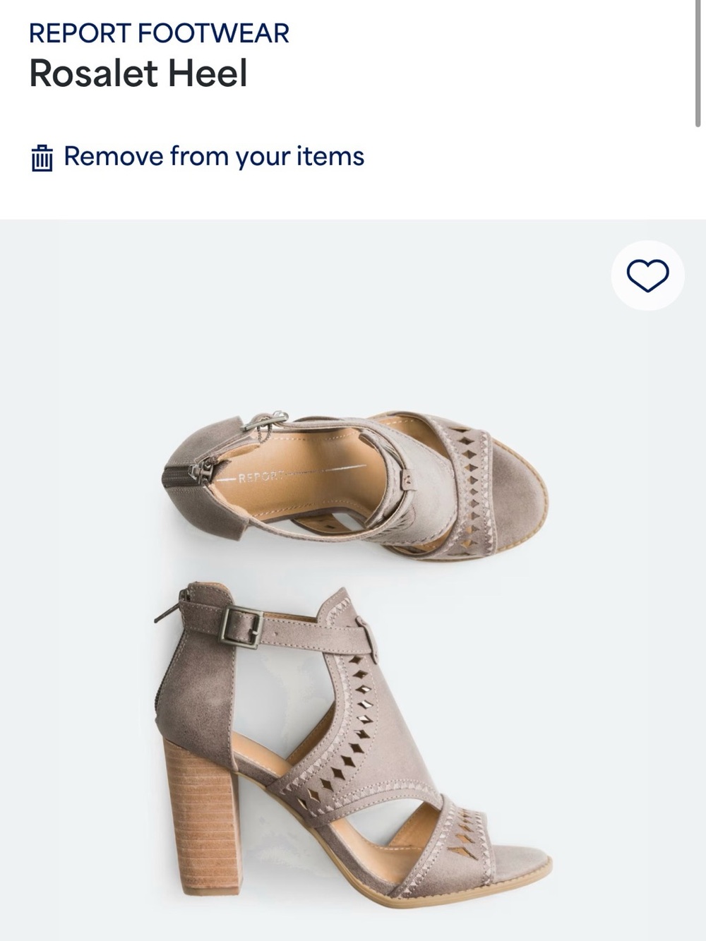Report Rosalet Taupe brown Block Heel Sandals stitch fix NWOT